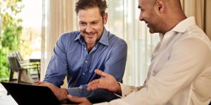 2 professionals talking