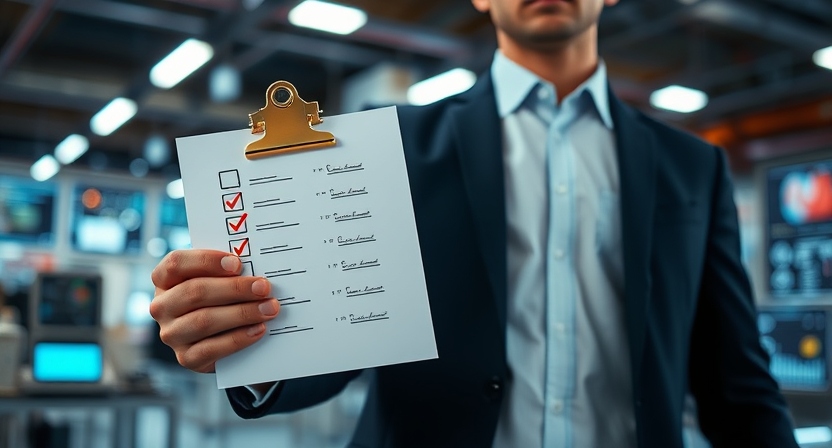 Businessman holding a checklist